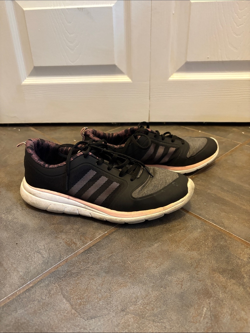 adidas Black and Pink Lace-Up Women's Training Sneakers